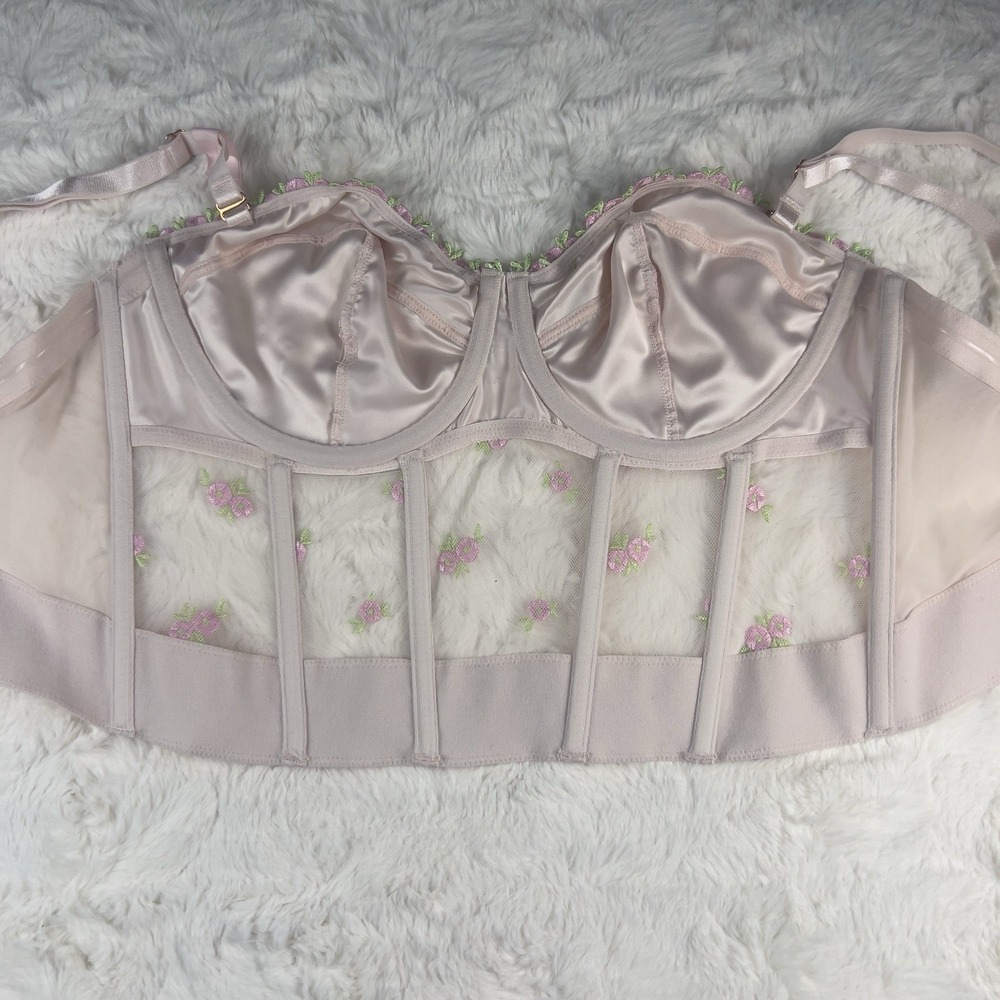 Victoria's Secret Dream Angels Rosebud Embroidery Unlined Strapless Corset 34C - Picture 2 of 7